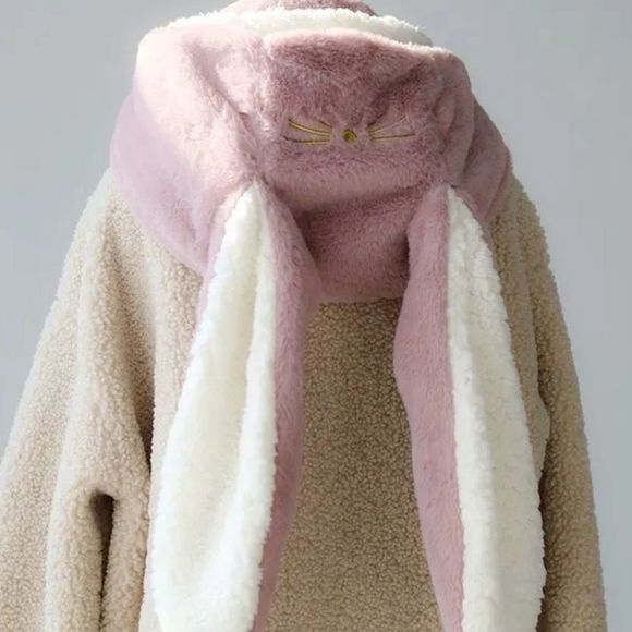 Bunny & Teddy Plush Handwarmer Scarf Hat Combo | Unisex Rabbit Bear Cosplay #774 main image 5